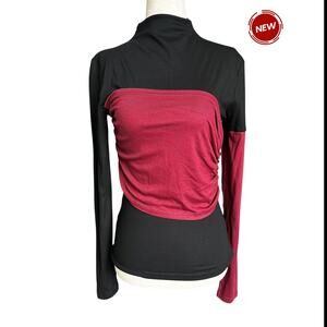 Commense Black/Maroon Fitted Shirt Women's Size Medium NWT| 19-2